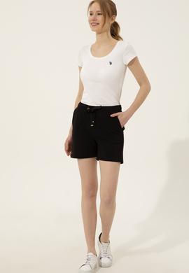 Kadın Siyah Örme Şort - 50253134012