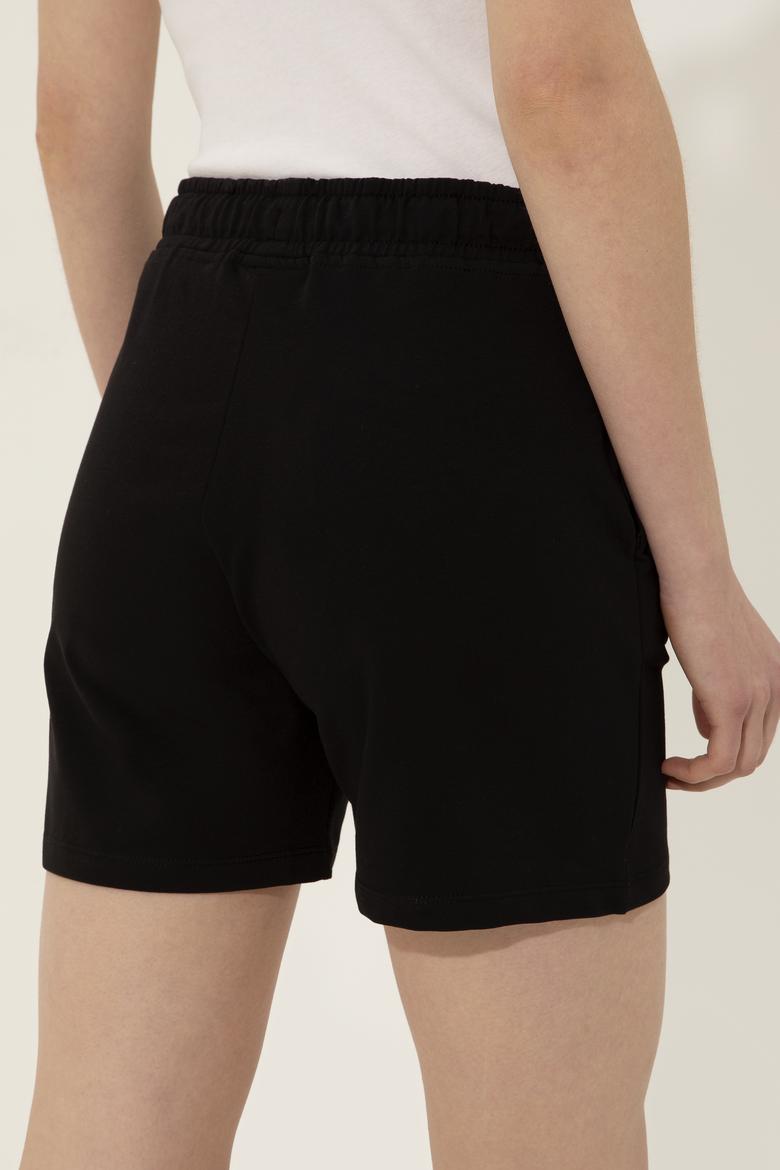 Kadın Siyah Örme Şort - 50253134012