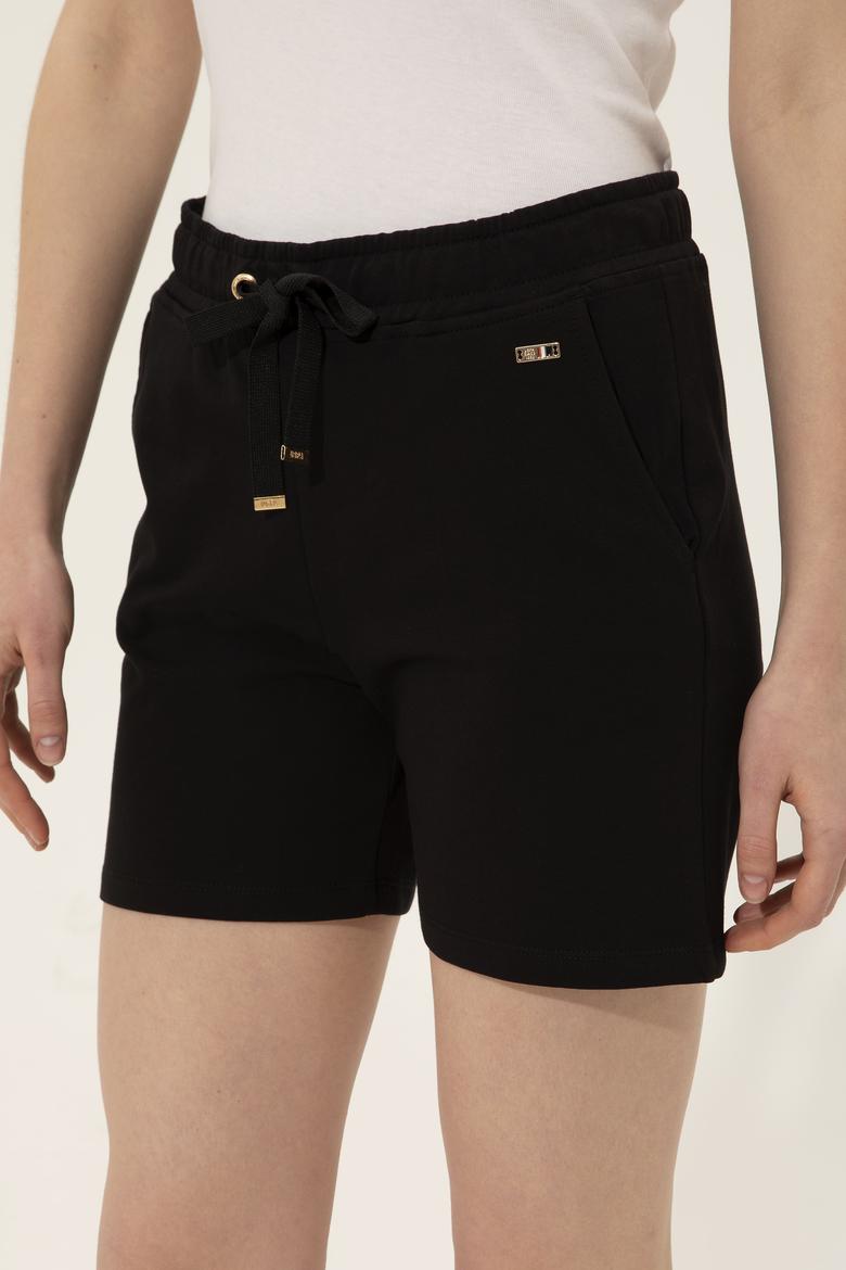 Kadın Siyah Örme Şort - 50253134012