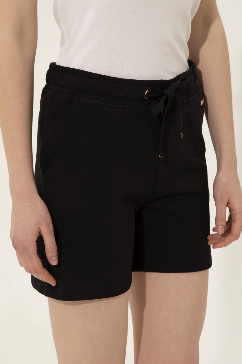 Kadın Siyah Örme Şort - 50253134012