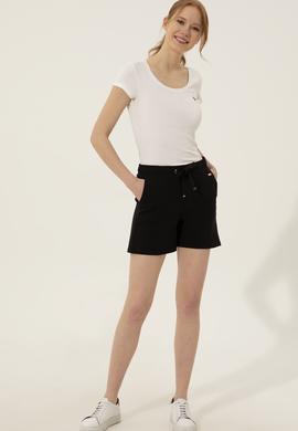Kadın Siyah Örme Şort - 50253134012