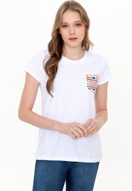 Kadın Beyaz Tişört - 50252286008