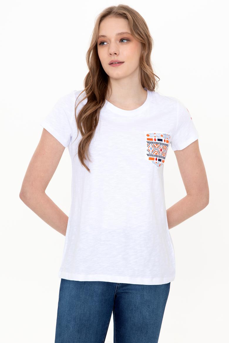 Kadın Beyaz Tişört - 50252286008