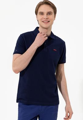Erkek Lacivert Polo Yaka Basic T-Shirt - 50251701028