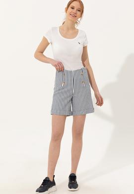 Kadın Lacivert Dokuma Şort - 50246070001