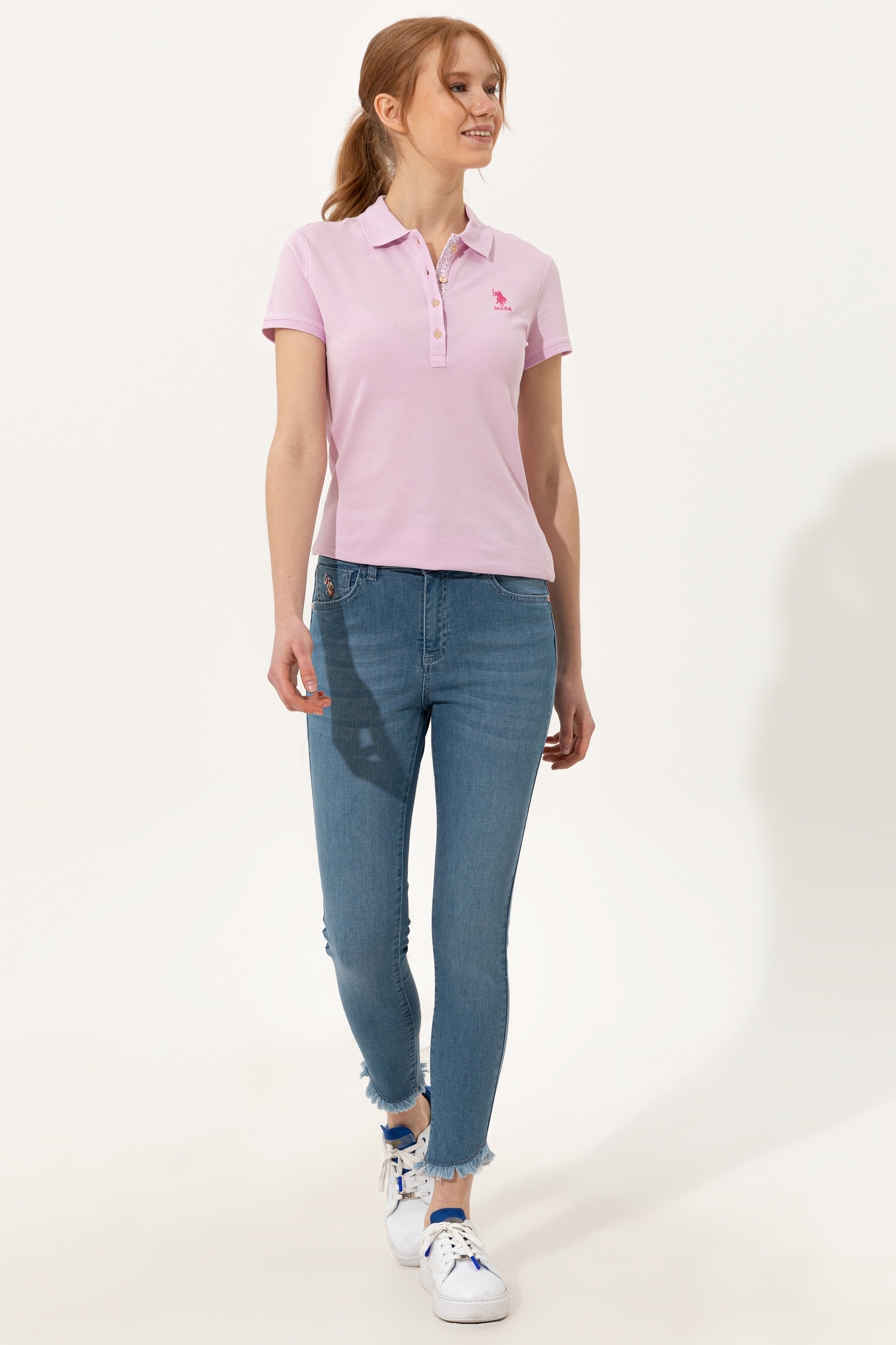 Kadın Manolya Basic Polo Yaka Tişört - Image 4
