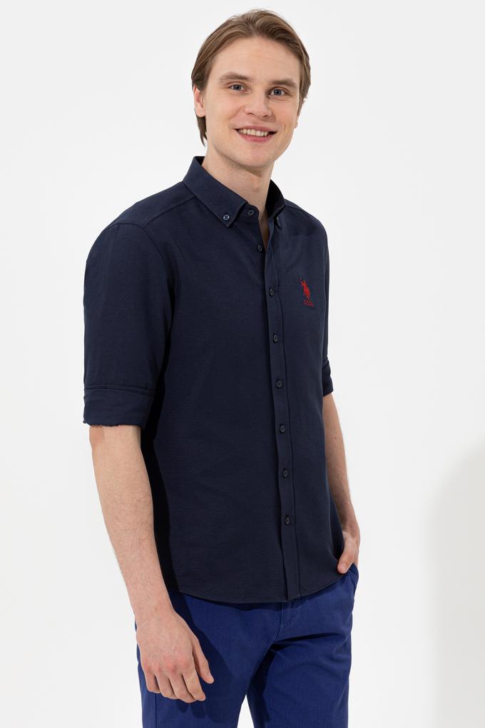 Erkek Lacivert Uzun Kollu Basic Gömlek