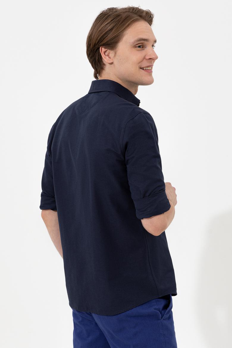 Erkek Lacivert Uzun Kollu Basic Gömlek - 50254188041