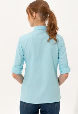 Kadın Turkuaz Uzun Kollu Basic Gömlek - 50246414062