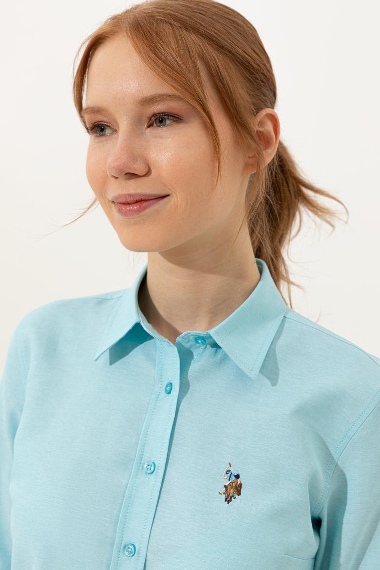 Kadın Turkuaz Uzun Kollu Basic Gömlek - 50246414062