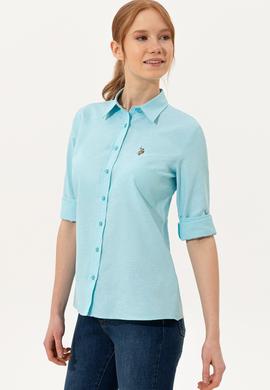 Kadın Turkuaz Uzun Kollu Basic Gömlek - 50246414062