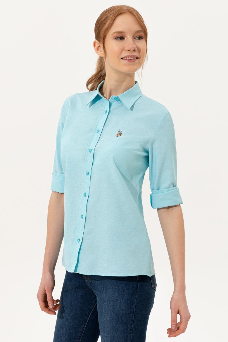 Kadın Turkuaz Uzun Kollu Basic Gömlek - 50246414062