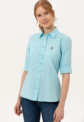 Kadın Turkuaz Uzun Kollu Basic Gömlek - 50246414062