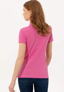 Kadın Pembe Basic Polo Yaka Tişört - 50246278078
