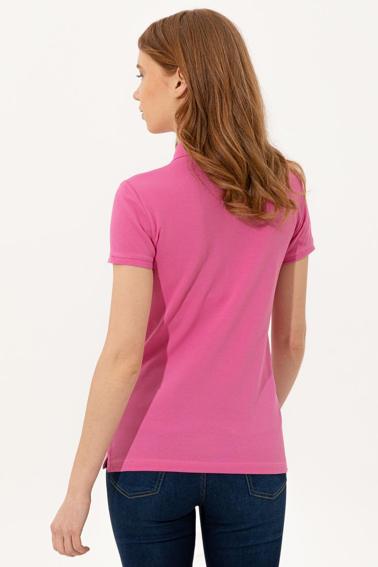 Kadın Pembe Basic Polo Yaka Tişört - 50246278078