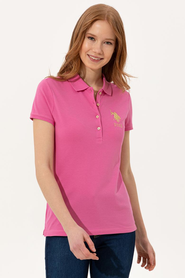 Kadın Pembe Basic Polo Yaka Tişört