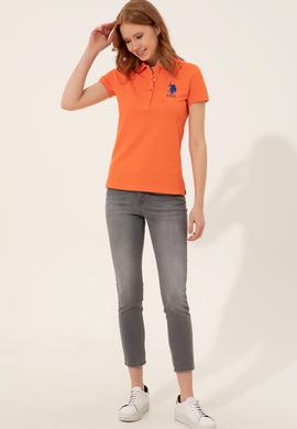Kadın Turuncu Basic Polo Yaka Tişört - 50248991081