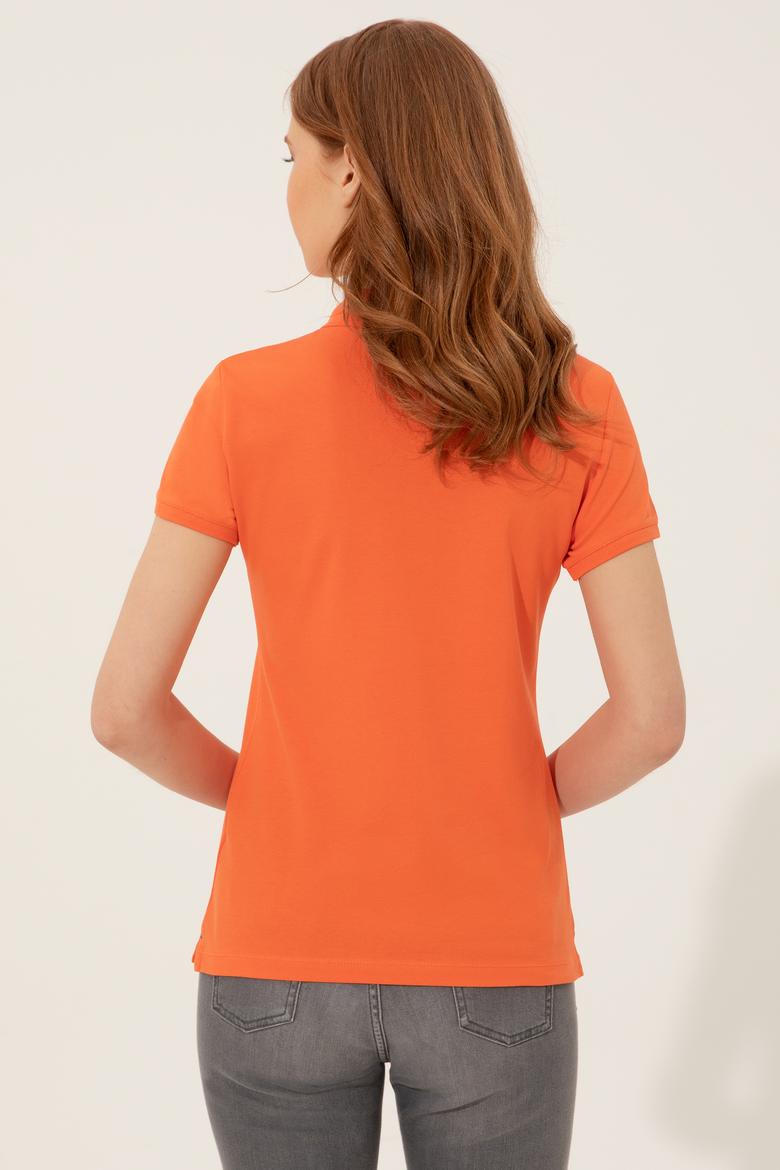 Kadın Turuncu Basic Polo Yaka Tişört - 50248991081