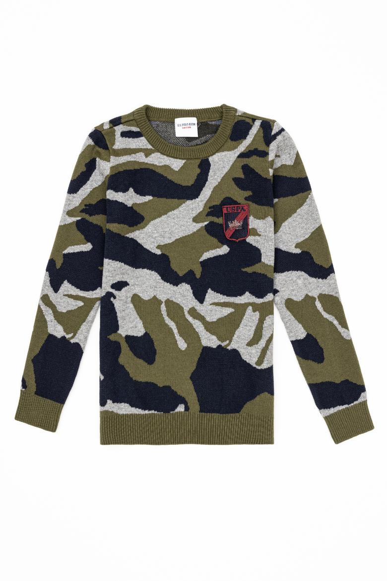 Erkek Çocuk Haki Bisiklet Yaka Triko Kazak