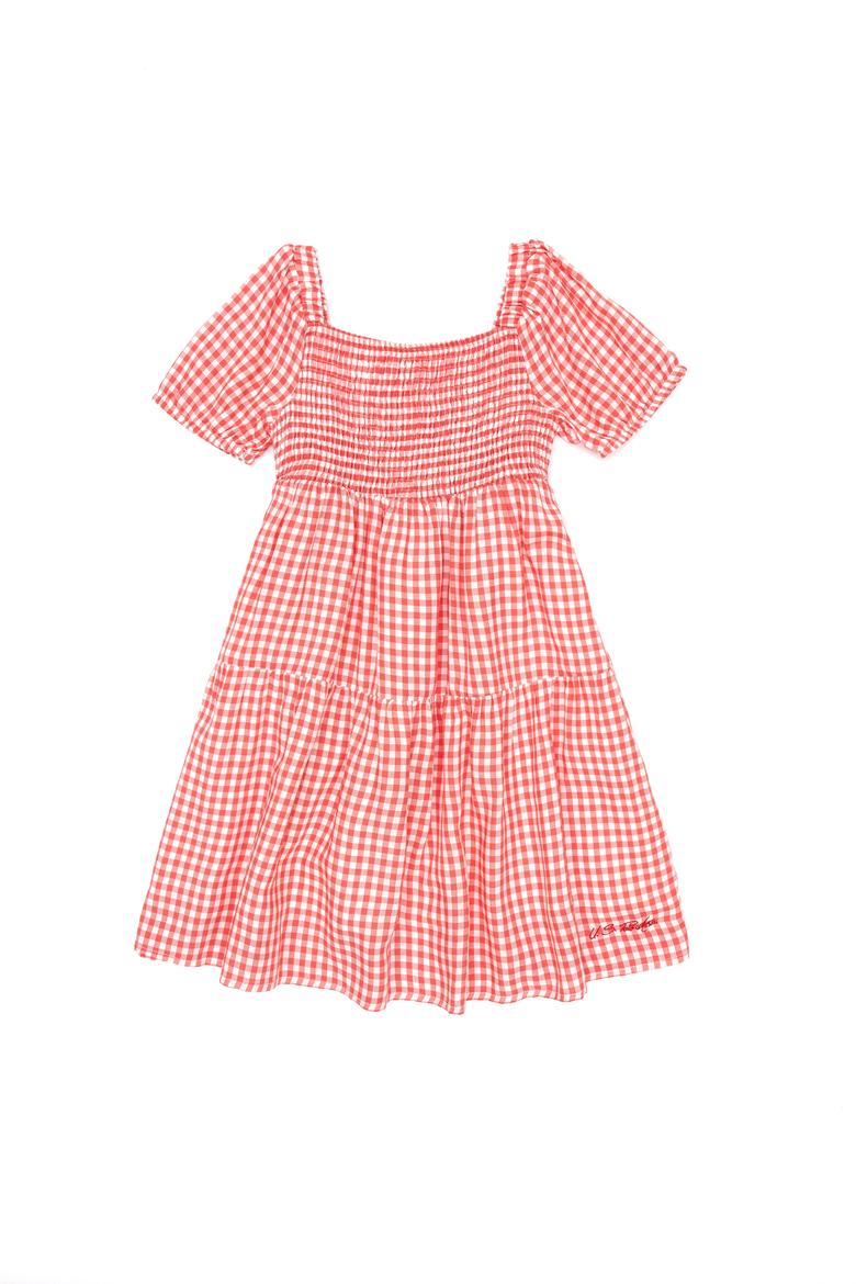 Kız Çocuk Kırmızı Dokuma Elbise