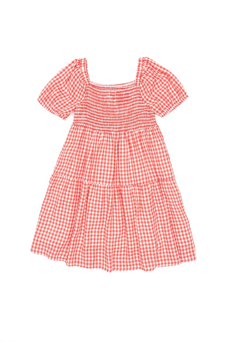 Kız Çocuk Kırmızı Dokuma Elbise - 50247464004