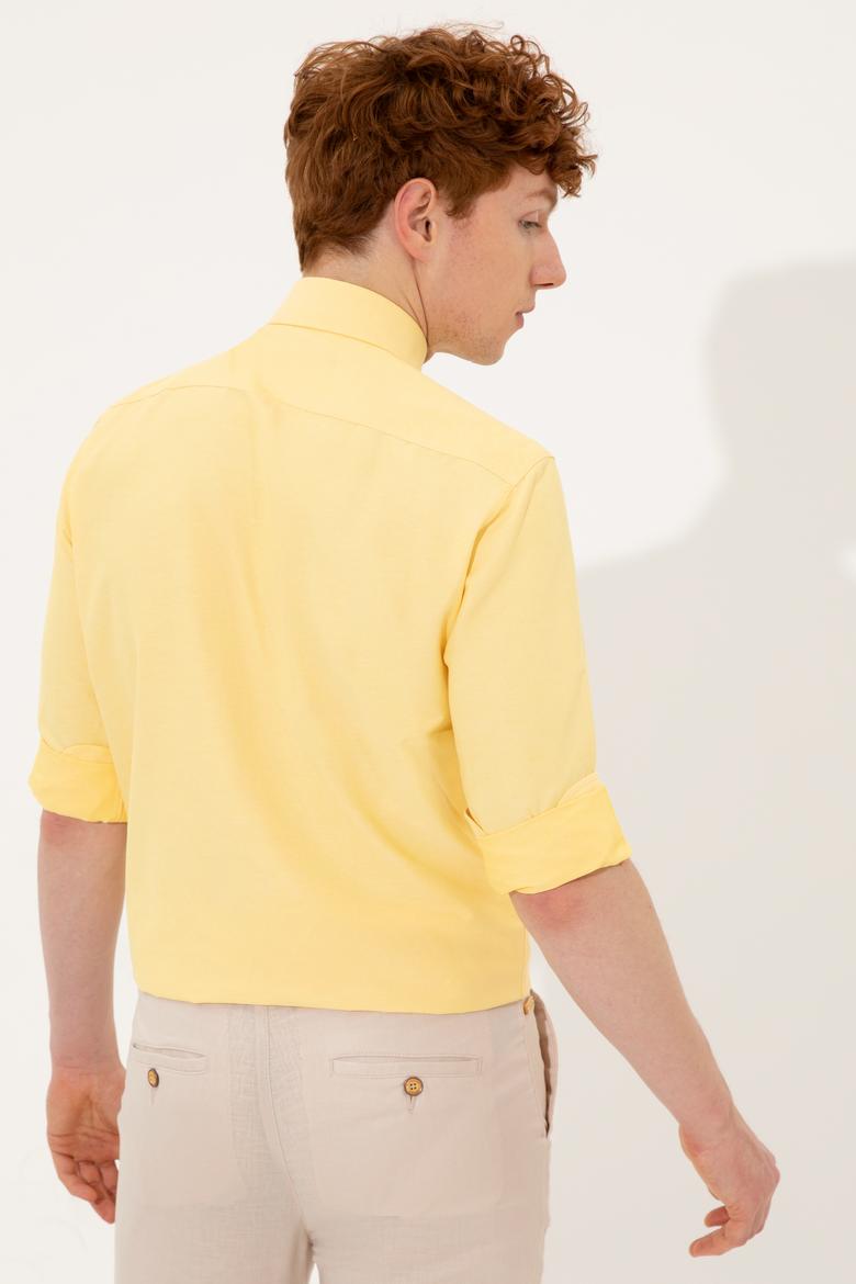 Erkek Açık Sarı Uzun Kollu Basic Gömlek - 50249490021