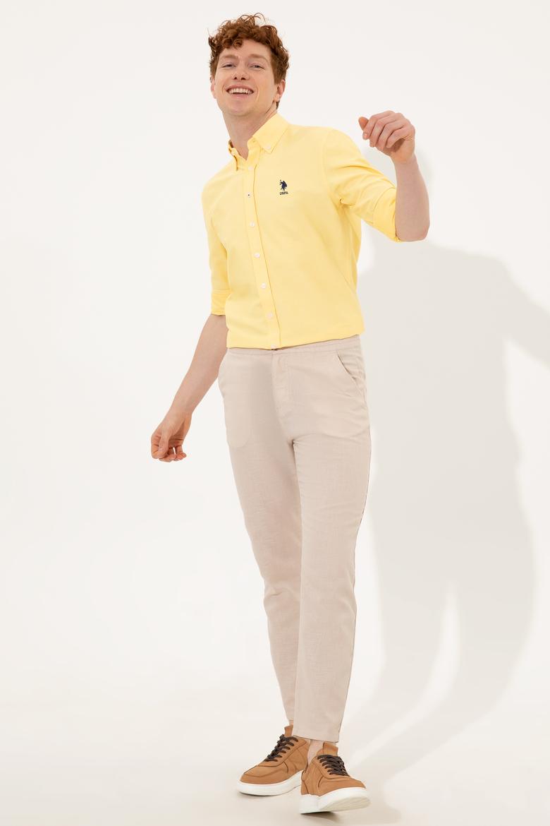 Erkek Açık Sarı Uzun Kollu Basic Gömlek - 50249490021