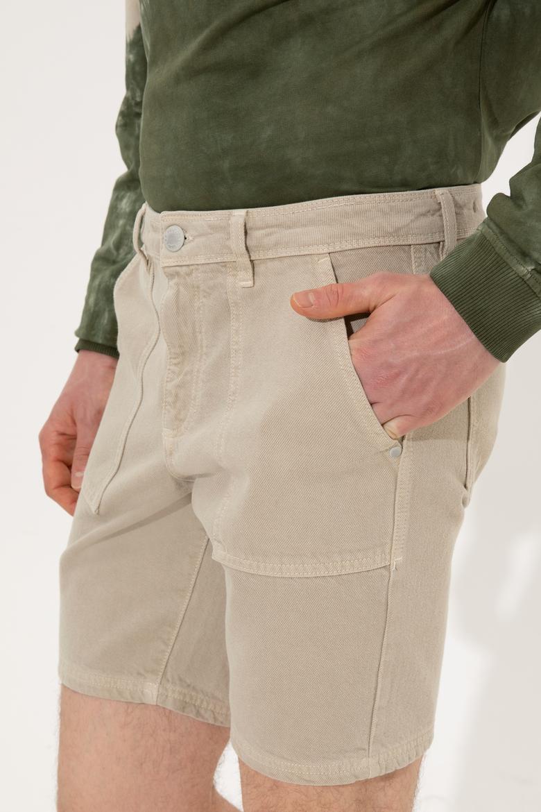 Erkek Haki Jean Şort - 50249363019