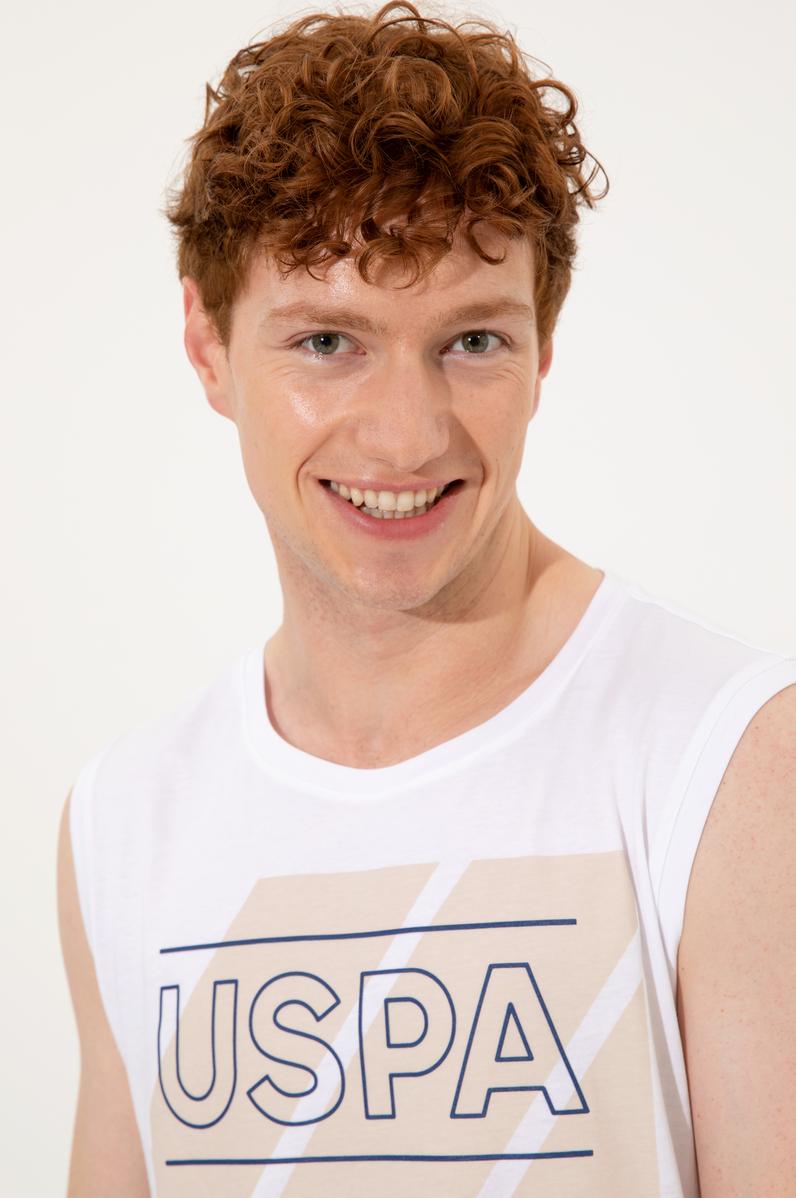 Erkek Beyaz Bisiklet Yaka T-Shirt