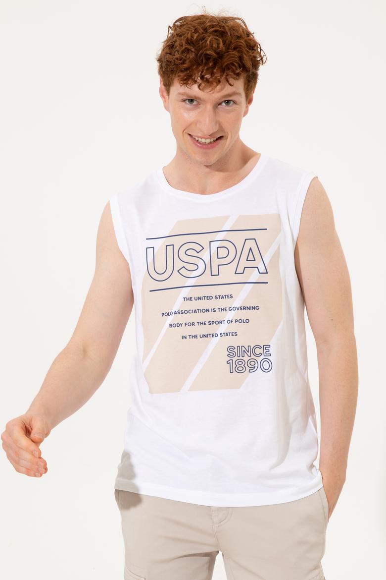 Erkek Beyaz Bisiklet Yaka T-Shirt