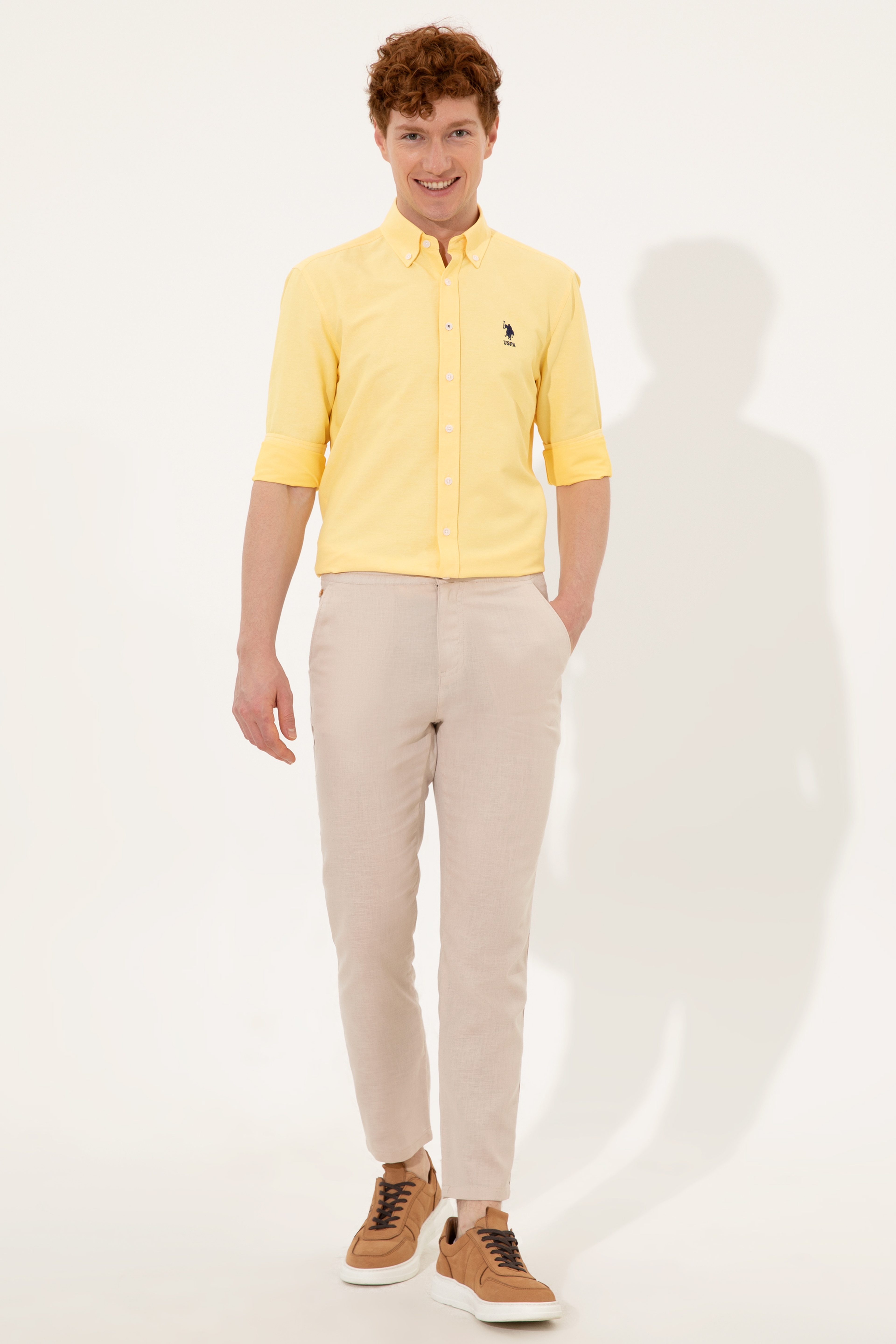 Erkek Carrot Fit Bej Kanvas Pantolon - Image 1