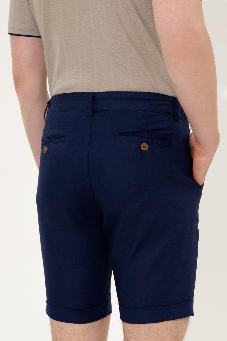 Erkek Lacivert Dokuma Şort - 50246114007