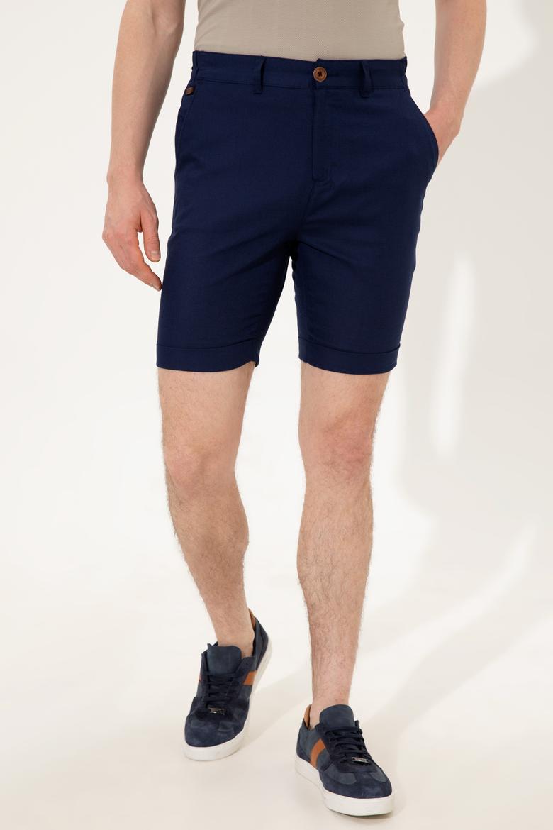 Erkek Lacivert Dokuma Şort - 50246114007