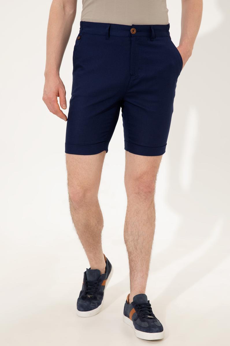 Erkek Lacivert Dokuma Şort