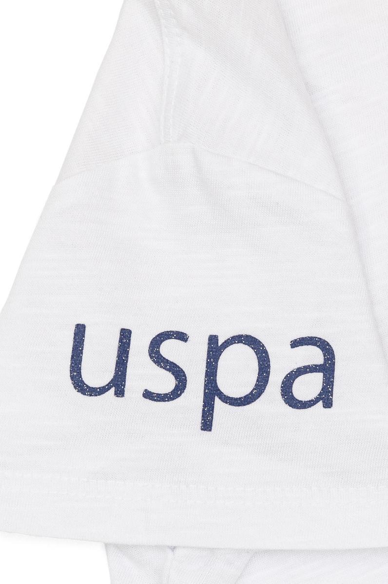 Kız Çocuk Beyaz Bisiklet Yaka Tişört