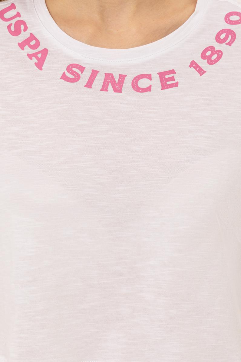 Kadın Beyaz Bisiklet Yaka Crop Tişört