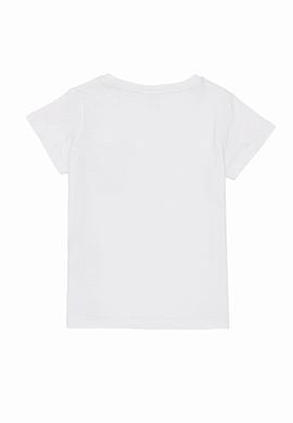 Kız Çocuk Beyaz Bisiklet Yaka Tişört - 50252204009
