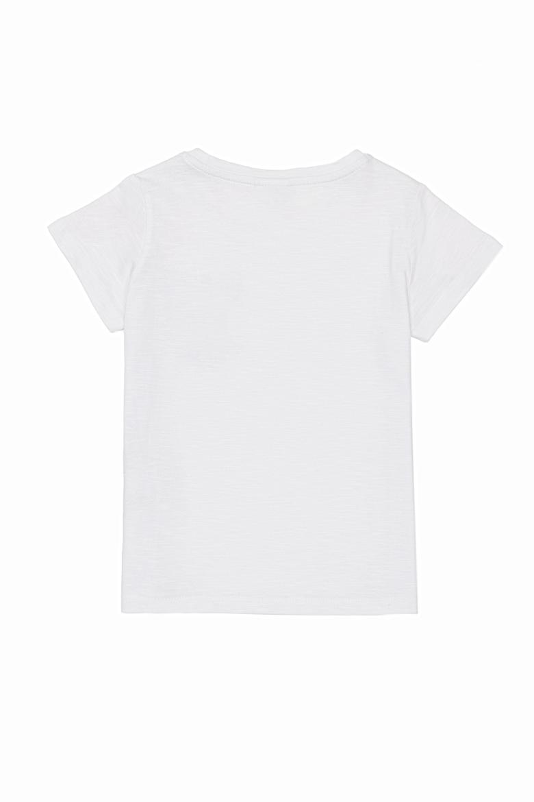 Kız Çocuk Beyaz Bisiklet Yaka Tişört - 50252204009