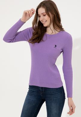 Kadın Lila Basic Kazak - 50255658027