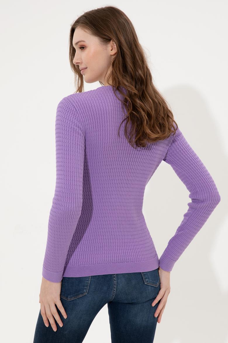 Kadın Lila Basic Kazak - 50255658027