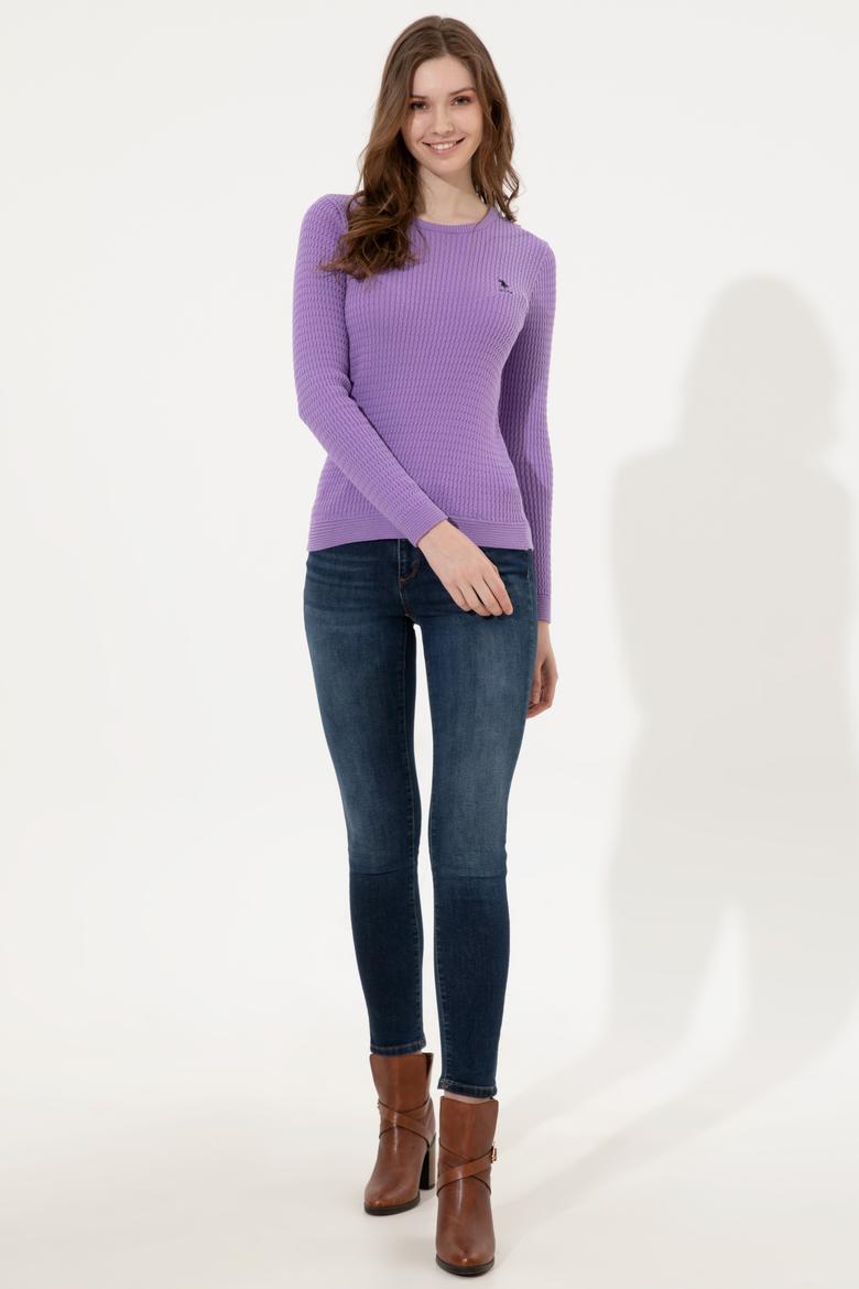 Kadın Lila Basic Kazak - 50255658027