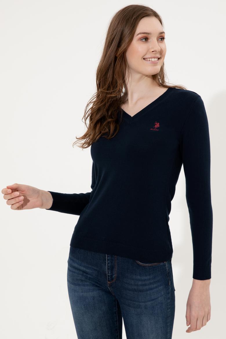 Kadın Lacivert Basic V Yaka Kazak - 50251913004