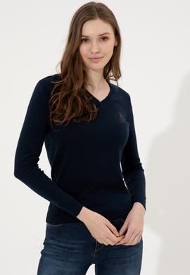 Kadın Lacivert Basic V Yaka Kazak - 50251913004