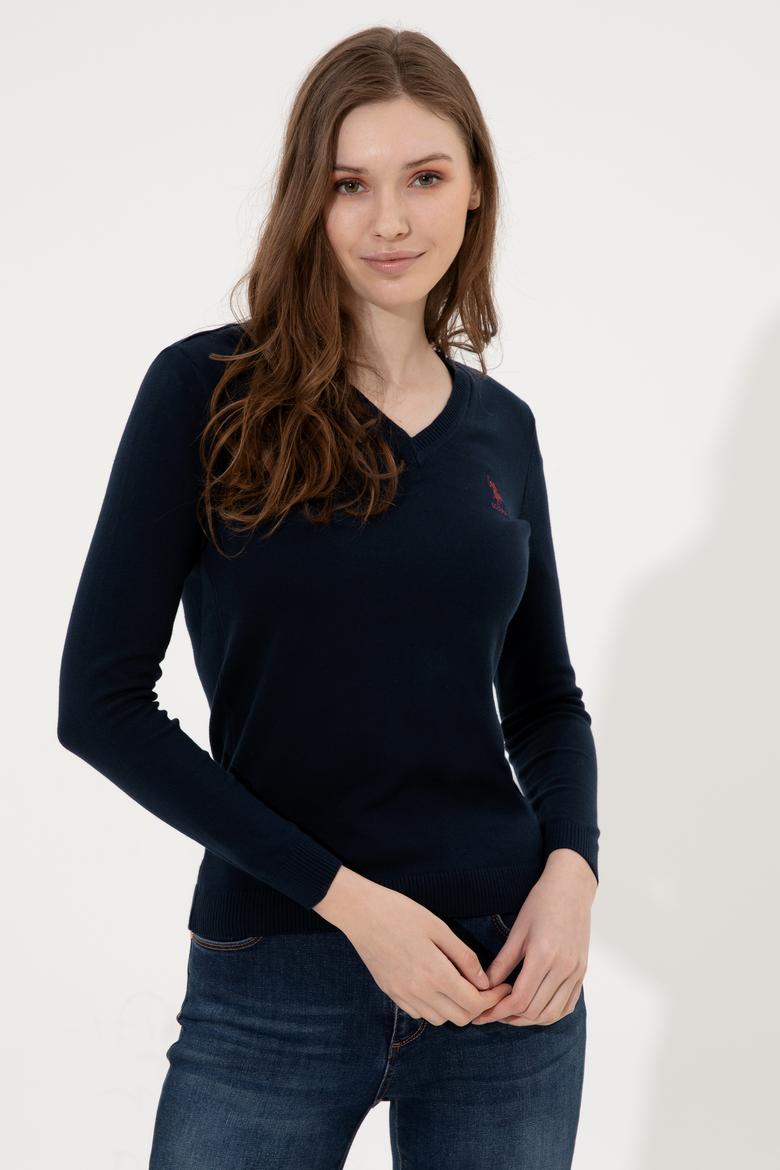 Kadın Lacivert Basic V Yaka Kazak - 50251913004