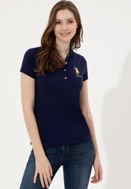 Kadın Lacivert Basic Polo Yaka Tişört - 50246278014