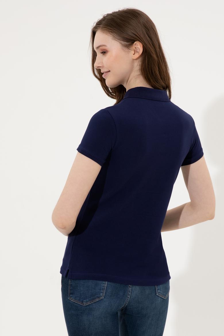 Kadın Lacivert Basic Polo Yaka Tişört - 50246278014