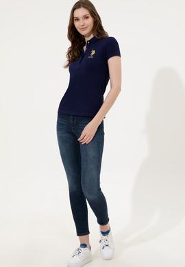 Kadın Lacivert Basic Polo Yaka Tişört - 50246278014