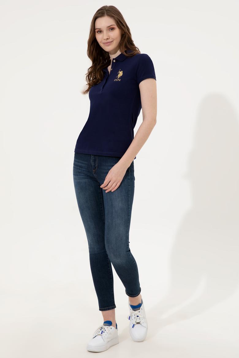 Kadın Lacivert Basic Polo Yaka Tişört - 50246278014