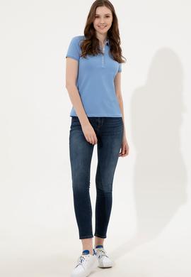 Kadın Koyu Mavi Basic Polo Yaka Tişört - 50246287124