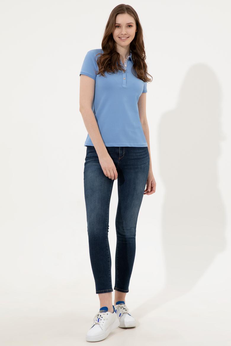 Kadın Koyu Mavi Basic Polo Yaka Tişört - 50246287124